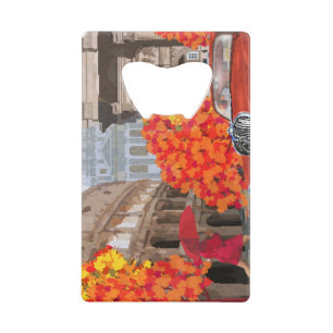 Rain-Soaked Rome Vintage Poster Credit Card Bottle Opener