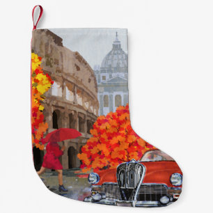 Rain-Soaked Rome Vintage Poster Small Christmas Stocking