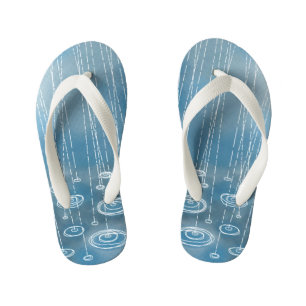 Rain Storm Blue Kid's Flip Flops