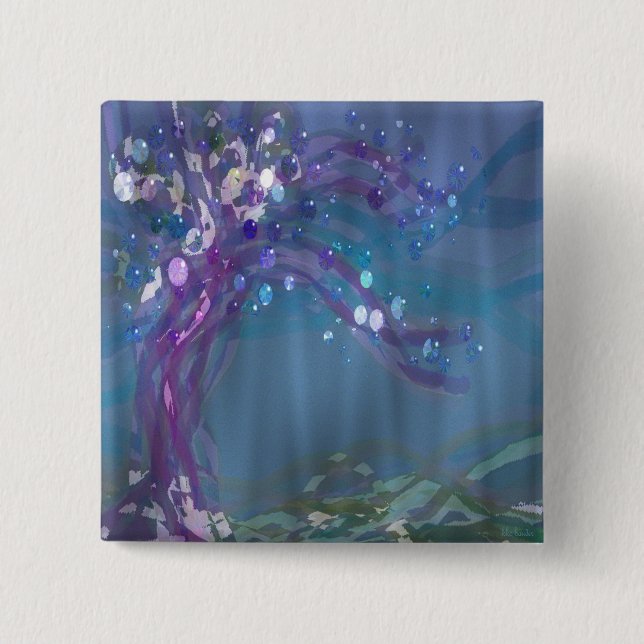 Rain Tree 2 Inch Square Button (Front)