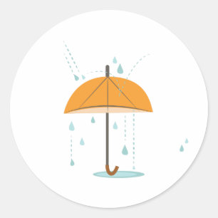 Rain Umbrella Classic Round Sticker