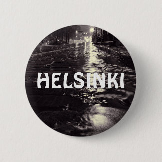 Rain water flowing on the streets of Helsinki 2 Inch Round Button