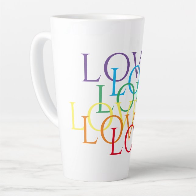 RAINBOVE LOVE Tall Latte Mug (Angle gauche)