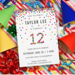 Rainbow 12 Year Old Birthday Party, 12th Birthday Invitation<br><div class="desc">Rainbow 12-year-old birthday / 12th birthday party invitations! Featuring your 12 year old boy or girl's party details and a "12" in confetti,  with fun rainbow coloured confetti circles sprinkling from the top of these cute invites</div>