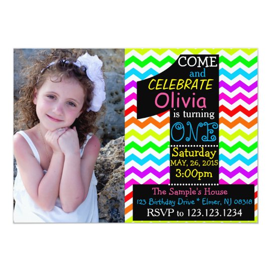 Rainbow 1st Birthday Invitation. Card