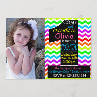Rainbow 1st Birthday Invitation. Invitation