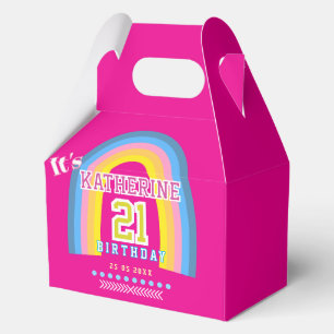 Rainbow 21st Birthday Hot Pink Favor Box