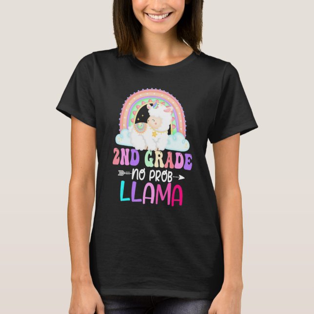 Rainbow 2nd Grade No Prob Llama 100th Day of Schoo T-Shirt (Front)