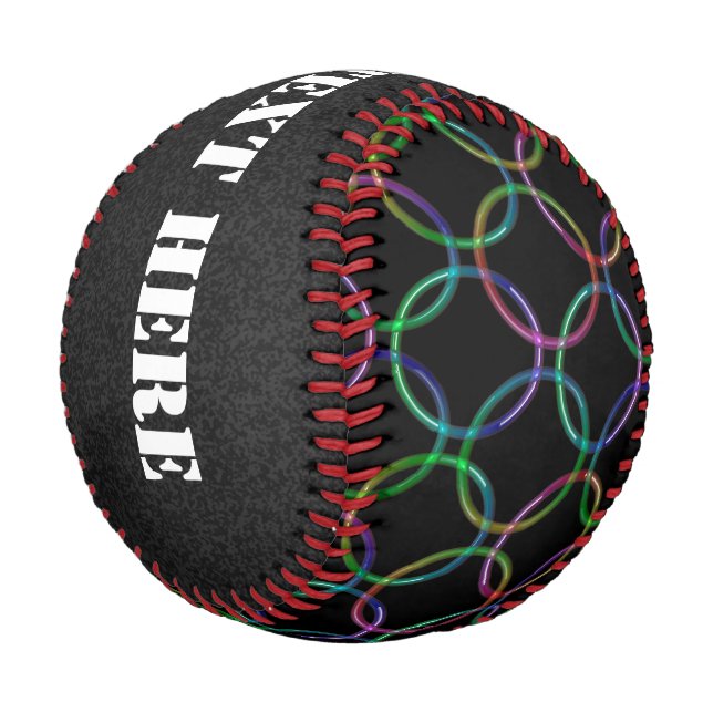 Rainbow 3D interlocking rings + your ideas Baseball (Angled)