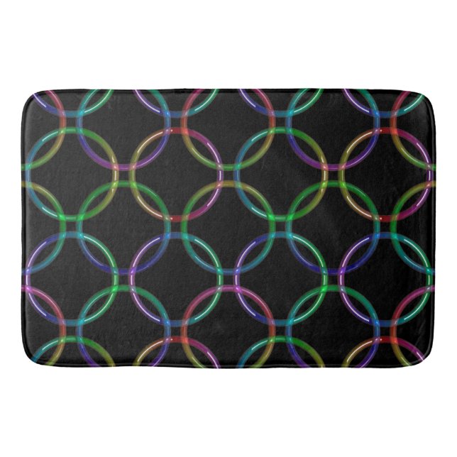 Rainbow 3D interlocking rings + your ideas Bath Mat (Front)