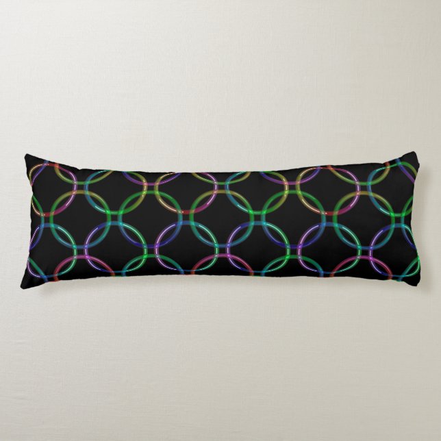 Rainbow 3D interlocking rings + your ideas Body Pillow (Front)