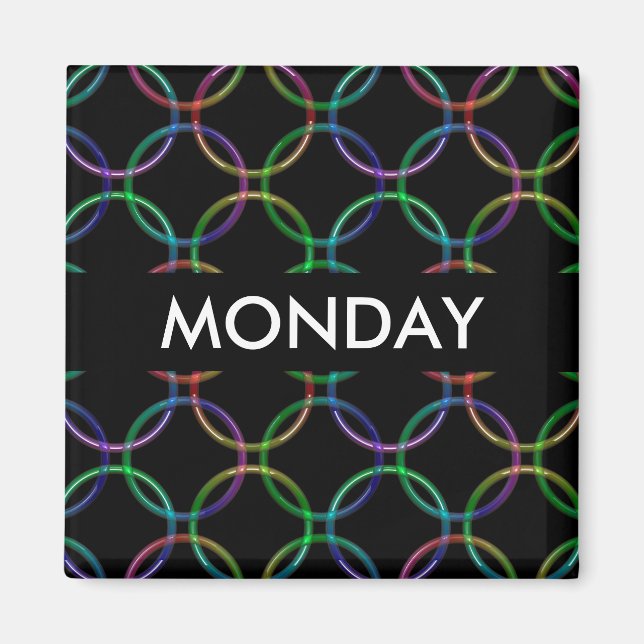 Rainbow 3D interlocking rings + your ideas Magnet (Front)