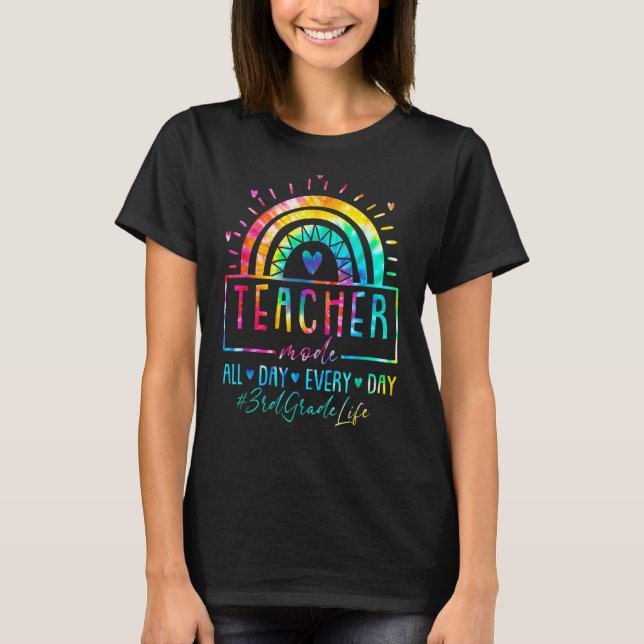 Rainbow 3rd Grade Life All Day Every Day Back To S T-Shirt (Front)