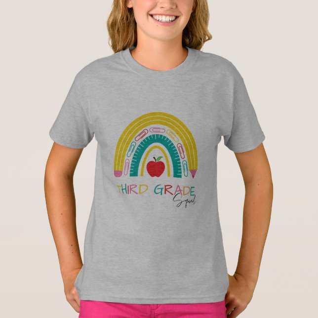 rainbow 3rd GRADE Squad teacher student school T-Shirt (Front)
