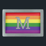 Rainbow 6 Stripe Gay Pride Monogram Initial Belt Buckle<br><div class="desc">Love has no limits. Celebrate June Pride Month and show your support for the LGBTQ community with this iconic 6 stripe rainbow gay pride belt buckle with custom monogram initial. Red,  orange,  yellow,  green,  blue and violet purple colours are a recognized symbol of dignity,  visibility,  and equality.</div>