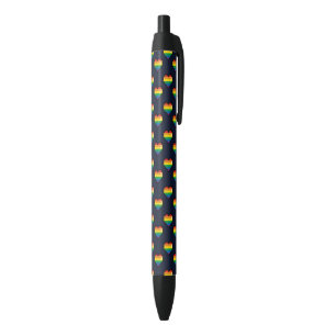 Rainbow 8 Bit Heart Pattern Black Ink Pen