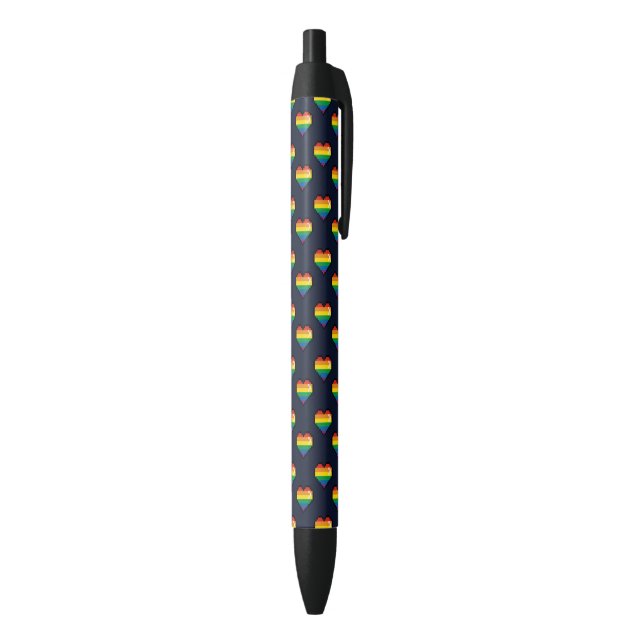 Rainbow 8 Bit Heart Pattern Black Ink Pen (Bottom (Vertical))