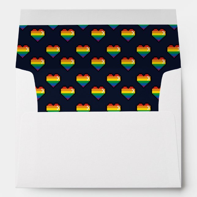 Rainbow 8 Bit Heart Pattern Envelope (Back (Bottom))