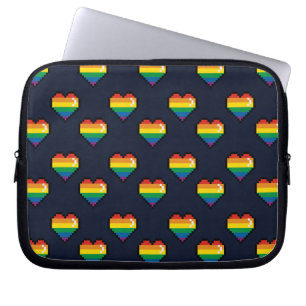 Rainbow 8 Bit Heart Pattern Laptop Sleeve