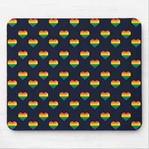 Rainbow 8 Bit Heart Pattern Mouse Pad