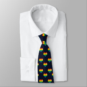Rainbow 8 Bit Heart Pattern Tie