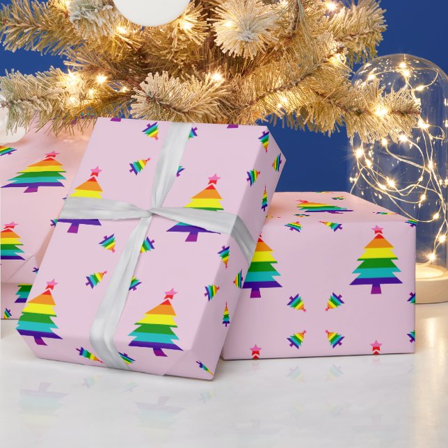Rainbow 8 Stripes LGBT Pride Flag LGBTQ Christmas  Wrapping Paper (Holidays)