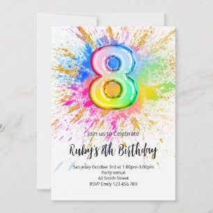 Rainbow 8th Birthday Invitation