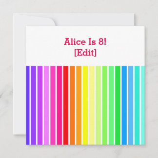 Rainbow - 8th Birthday Party Invitation