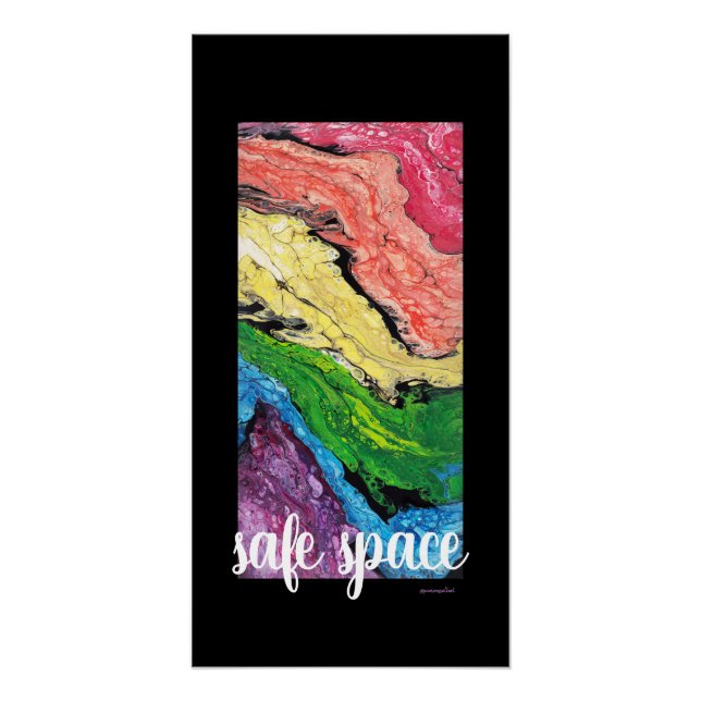 "Rainbow" Abstract Art Safe Space Black Poster (Front)