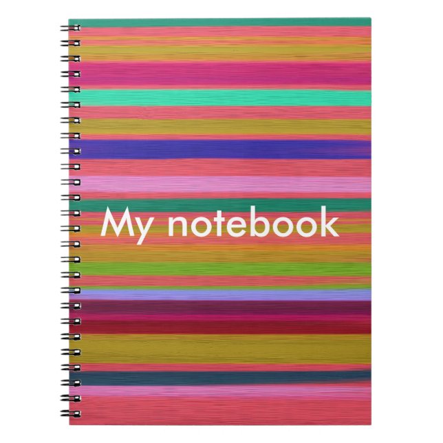 Rainbow abstract art stripes customisable modern notebook (Front)