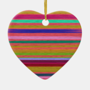 Rainbow abstract art stripes modern ceramic ornament