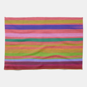 Rainbow abstract art stripes modern kitchen towel