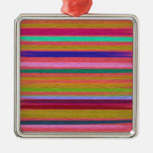 Rainbow abstract art stripes modern metal ornament