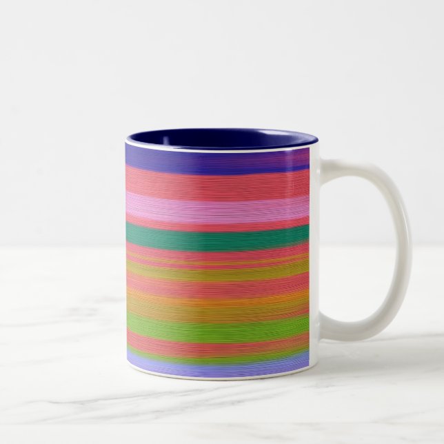 Rainbow abstract art stripes modern Two-Tone coffee mug (Right)
