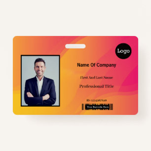 Rainbow Abstract Business Photo Identification ID Badge