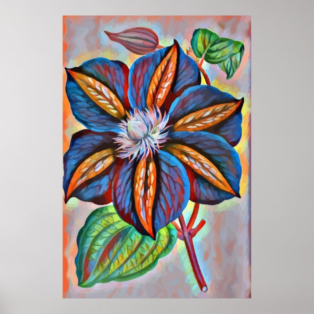 rainbow Abstract Color Flower Original Digital Art Poster (Front)