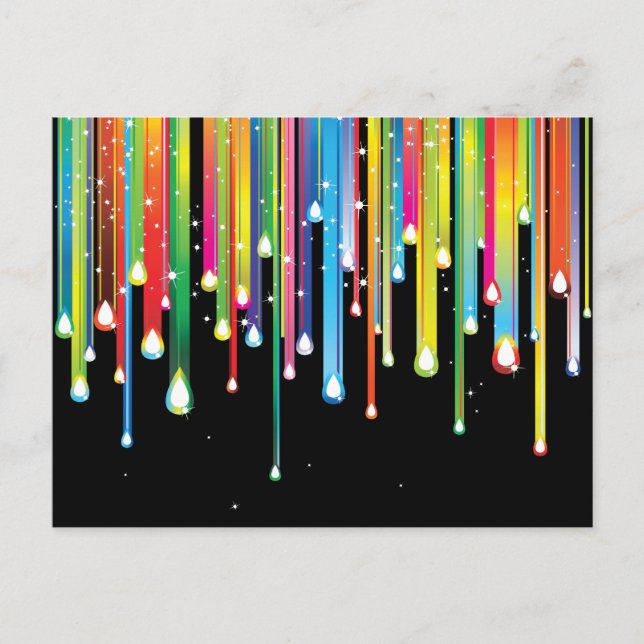 Rainbow ~ Abstract Colour Spectrum Rain Jewels Postcard (Front)