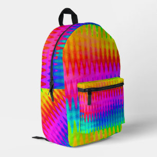 Rainbow Abstract Colour Waves Printed Backpack