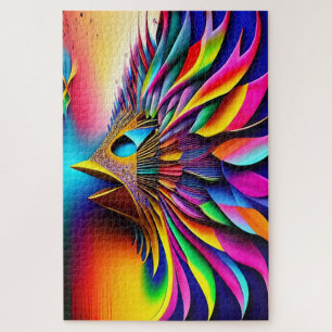 Rainbow Abstract Coloured Bird Art     Jigsaw Puzzle