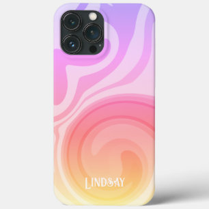 Rainbow Abstract Customize Name Pastel Unique iPhone 13 Pro Max Case