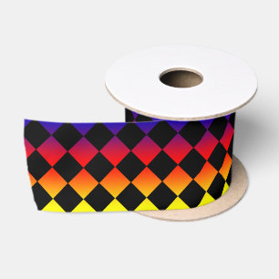 Rainbow Abstract Diamond Shapes, Satin Ribbon