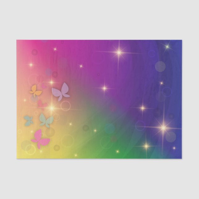 Rainbow Abstract Fairy Lights Butterflies Sparkles Tissue Paper (Front)