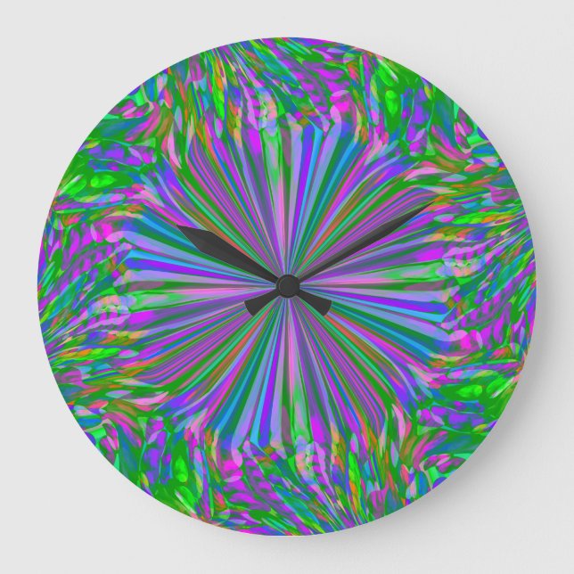 Rainbow Abstract Liquid Fluid Art by Heva Weva  Large Clock (Front)