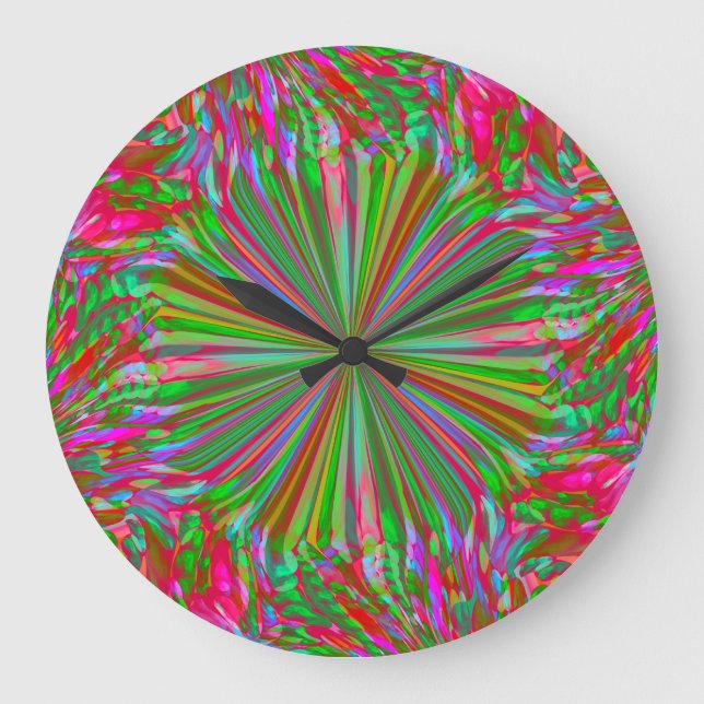 Rainbow Abstract Liquid Fluid Art by Heva Weva Large Clock (Front)