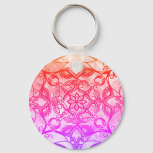 Rainbow Abstract Mandala Keychain