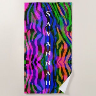 Rainbow Abstract Personalized Beach Towel