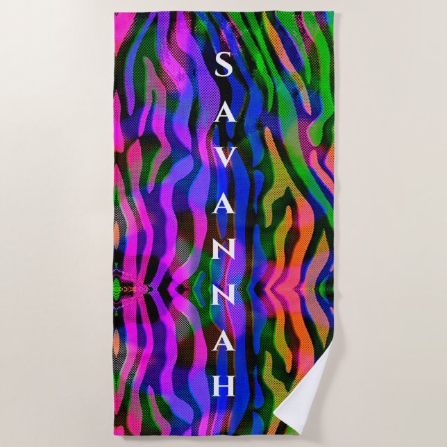 Rainbow Abstract Personalized Beach Towel (Front)
