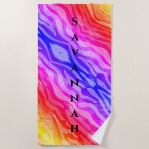 Rainbow Abstract Personalized Beach Towel
