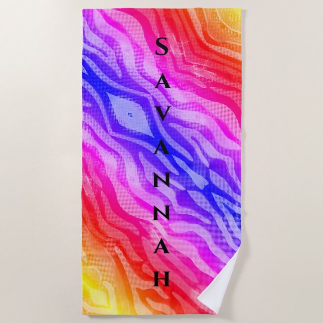 Rainbow Abstract Personalized Beach Towel (Front)