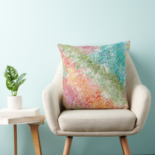 Rainbow Abstract Throw Pillow
